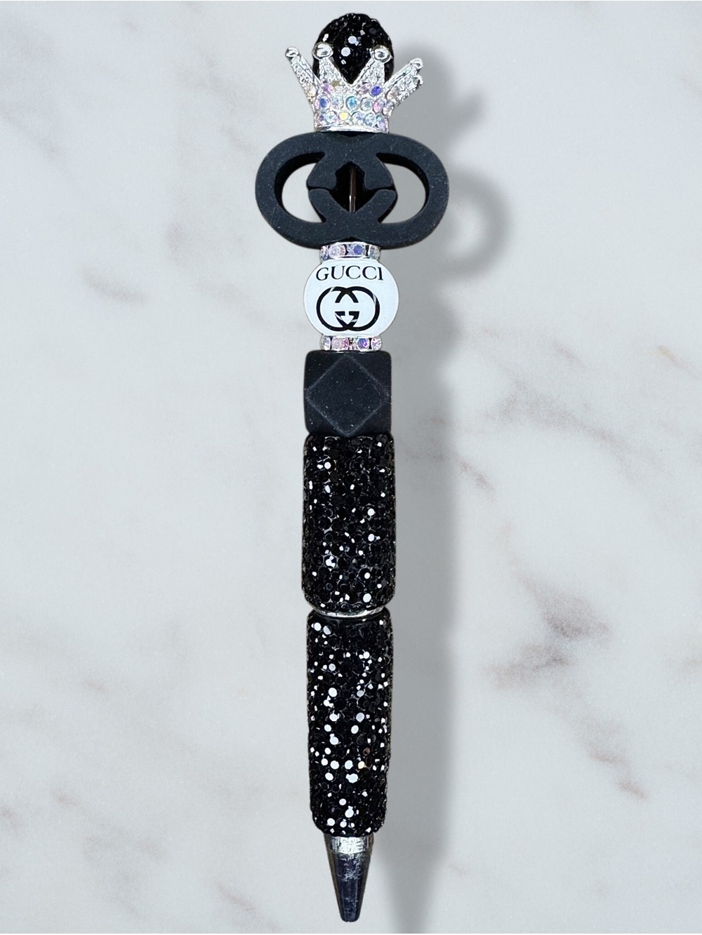 Fashion GG Black Rhinestone Tiara Twist Pen